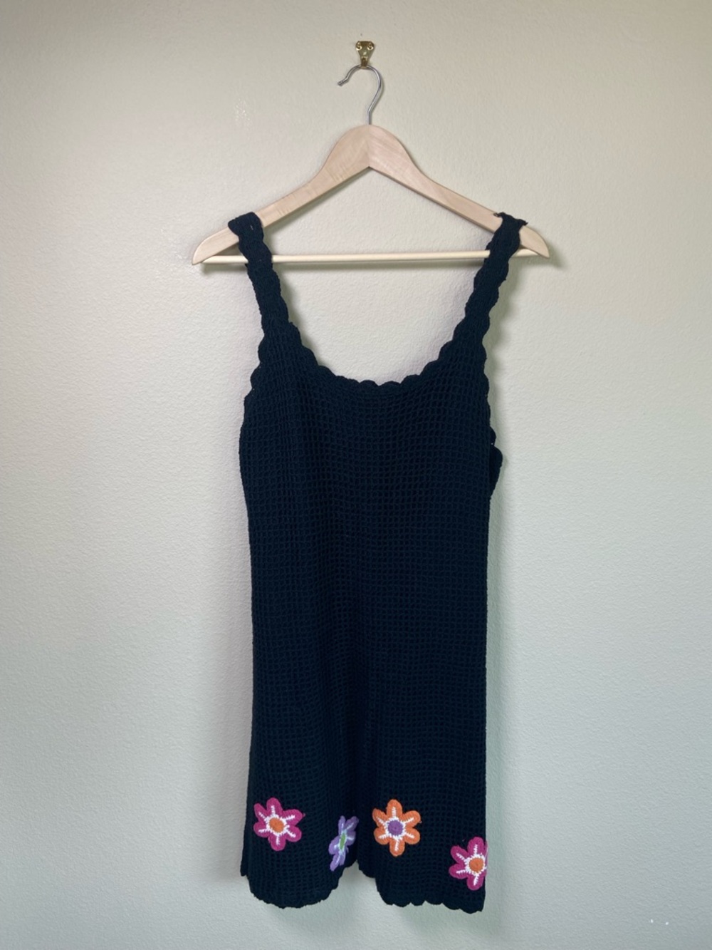 Vintage Jalate Y2K Crochet Dress with Flower Appliqués